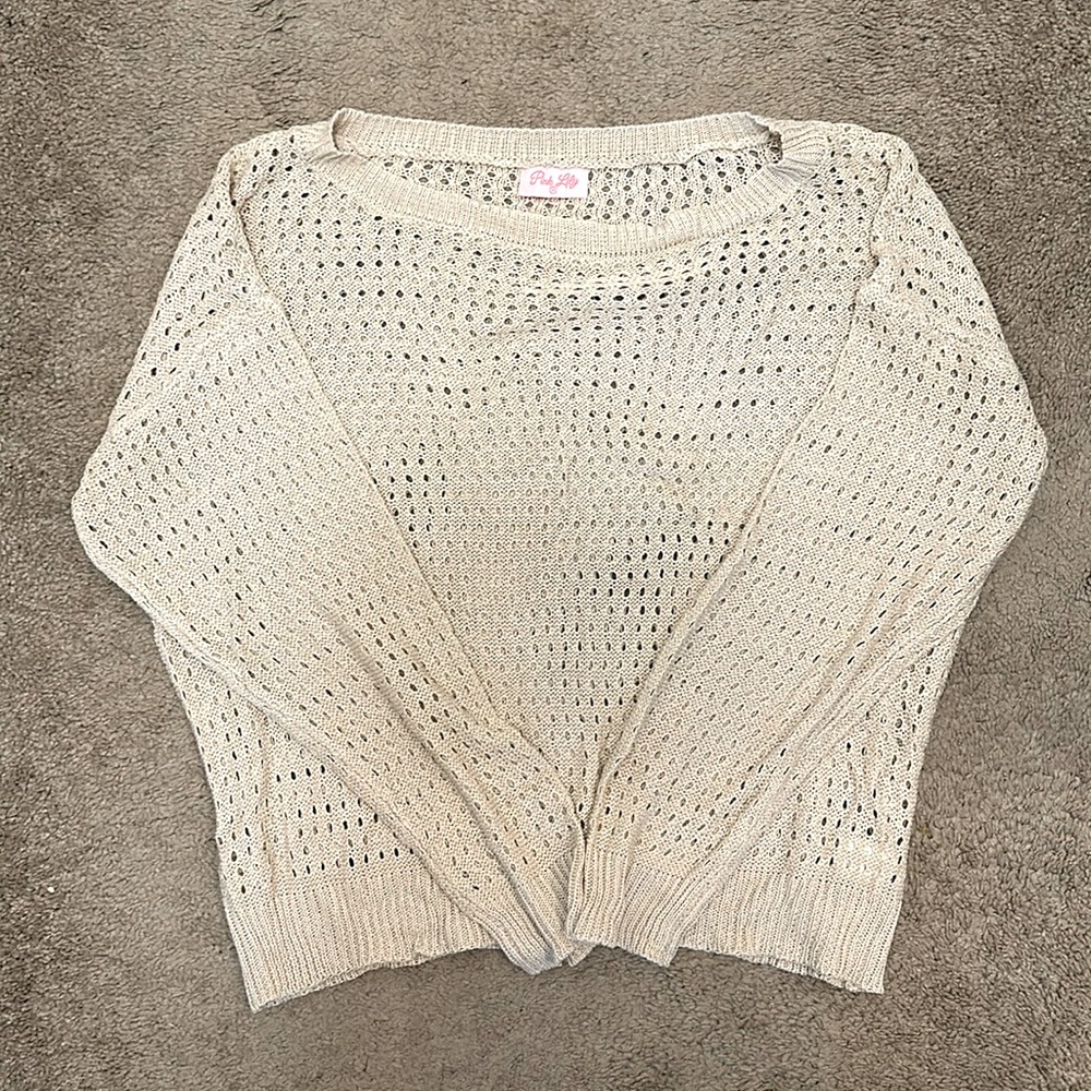 Pink Lily Open Weave Sweater